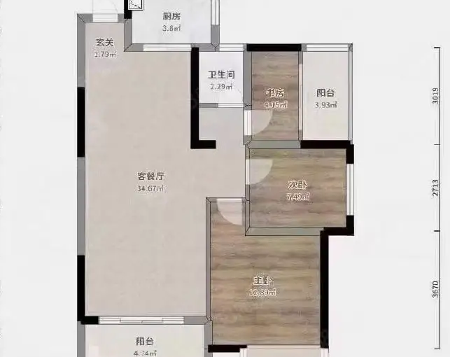 美的城一期 3室2厅2卫 62.0万 美的城一期 3室2厅2卫 62.0万室内图