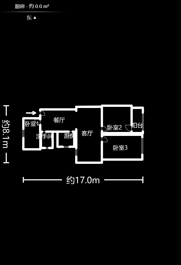 华达家园  1室2厅1卫   3000.00元/月户型图