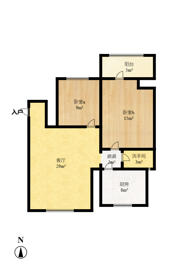 桔洲新苑（桔洲印象）  2室2厅1卫    2200.0元/月户型图