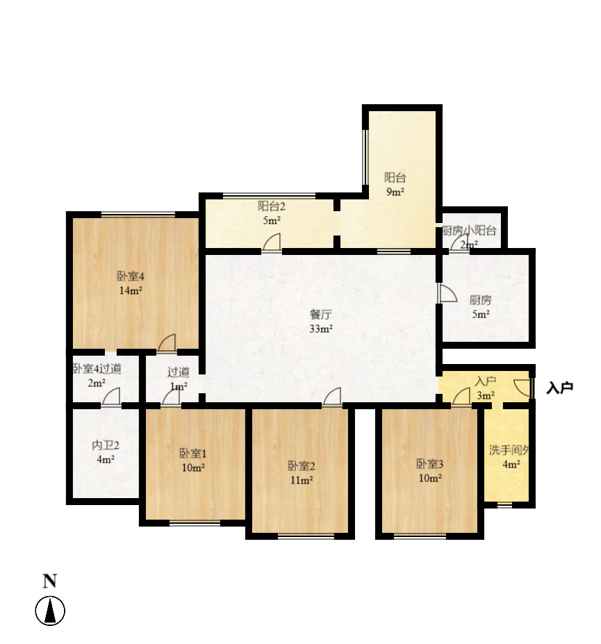 雨花公馆(紫苔名苑)  4室2厅2卫    185.0万室内图1