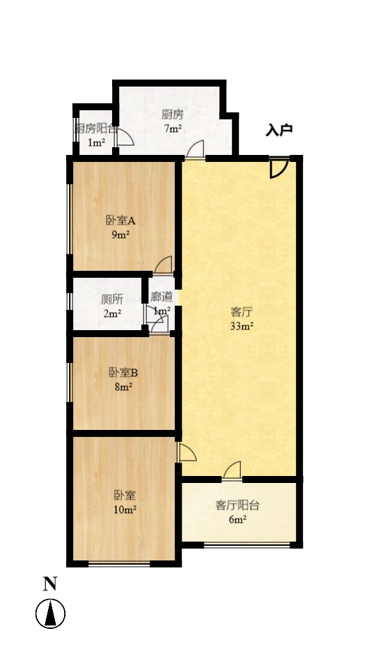 北大资源时光  3室2厅1卫    152.8万室内图1