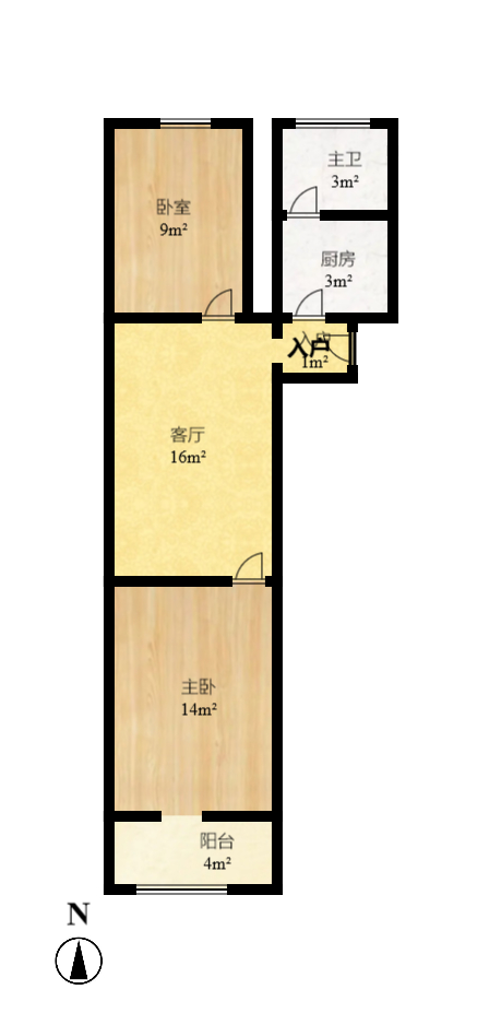文艺新村  1室0厅0卫    1500.0元/月户型图