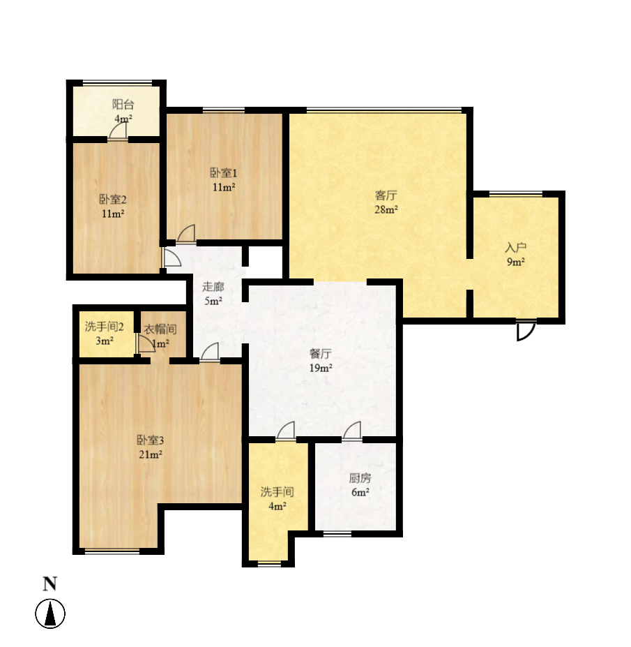 中建桂苑  3室2厅2卫   128.00万室内图1