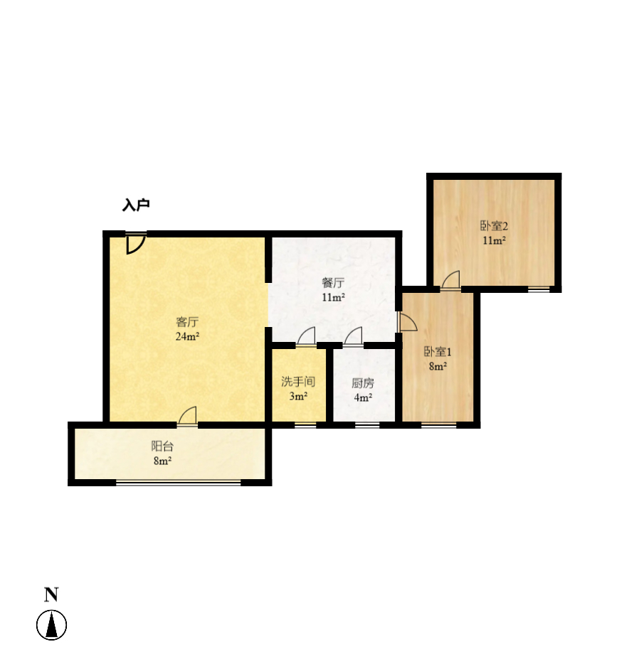 一心花苑 3室2厅2卫 3000.0元/月 一心花苑 3室2厅2卫 3000.0元/月户型图
