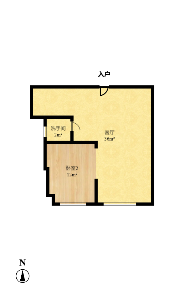 云鼎公馆  1室1厅1卫   77.00万室内图1