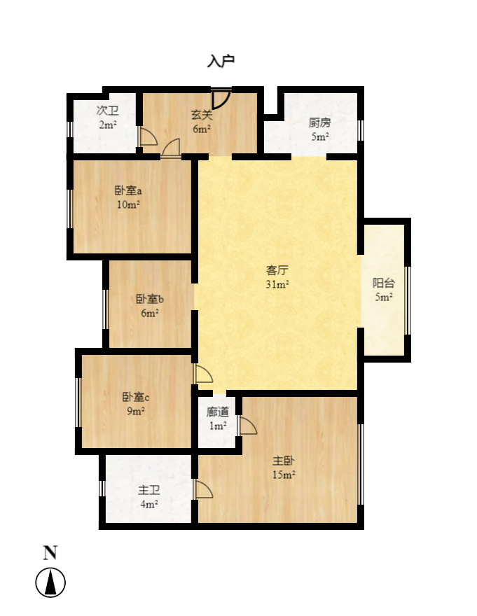 万科金色梦想C区  3室2厅2卫   3300.00元/月户型图