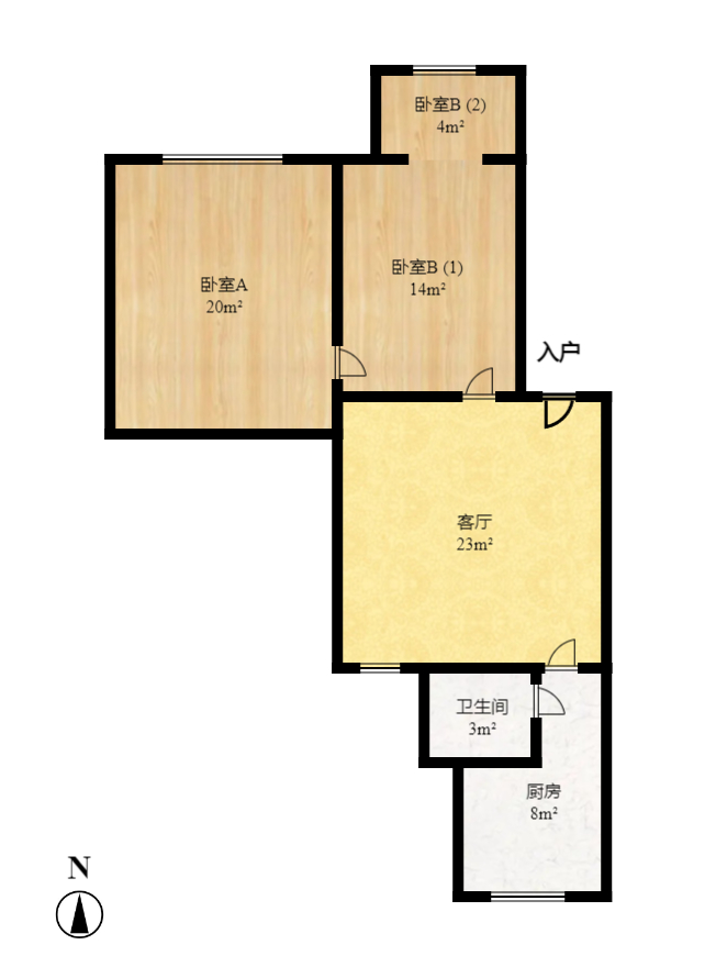长坡社区  2室2厅1卫   1500.00元/月户型图
