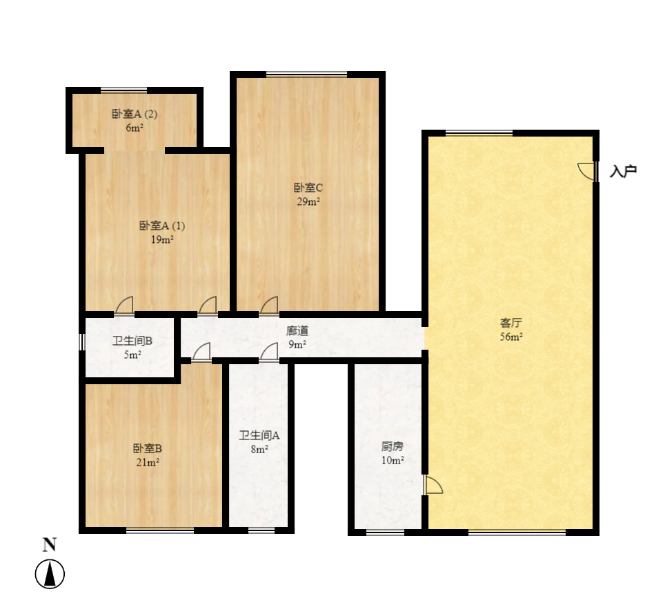湖南第六工程有限公司机关小区（六公司机关大院）  3室2厅2卫   120.00万室内图1