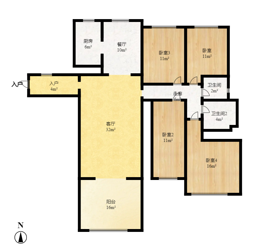 康桥长郡 3室2厅2卫 2400.0元/月 康桥长郡 3室2厅2卫 2400.0元/月户型图