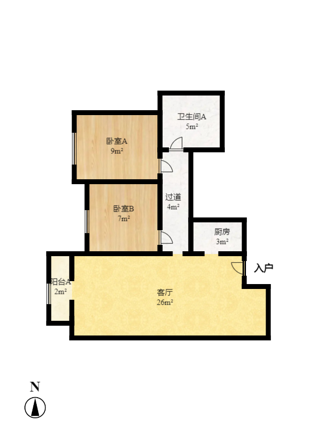 中建信和城  1室1厅1卫   2700.00元/月户型图
