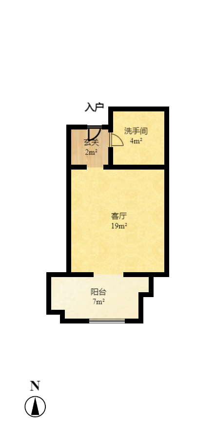 天元涉外景园B区  1室1厅1卫   1400.00元/月户型图