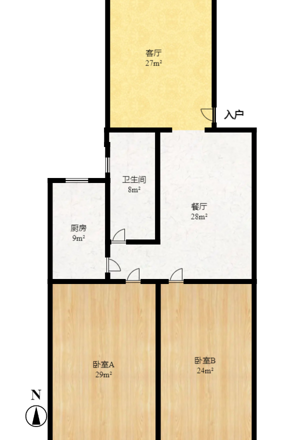 长征花园  2室1厅1卫   2000.00元/月户型图