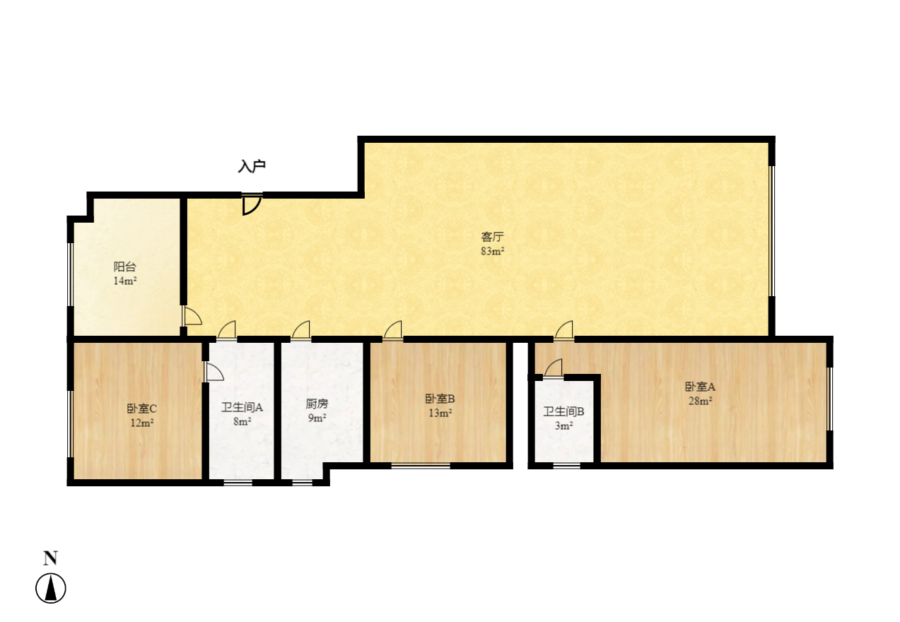 学院新村  2室2厅1卫   4600.00元/月户型图
