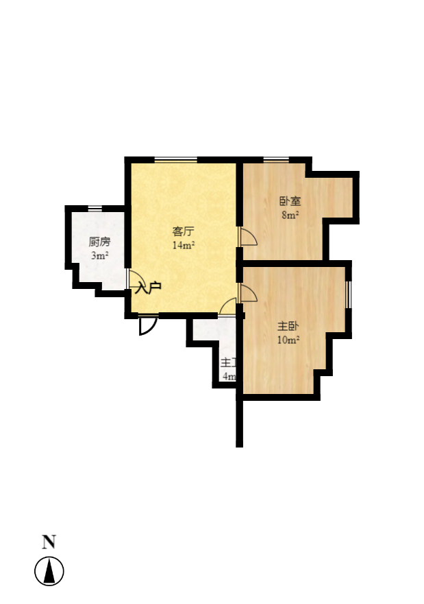 万象凯旋湾  2室1厅1卫   1800.00元/月户型图