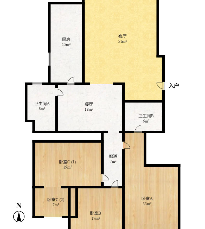 都市春天  3室2厅2卫   2000.00元/月户型图