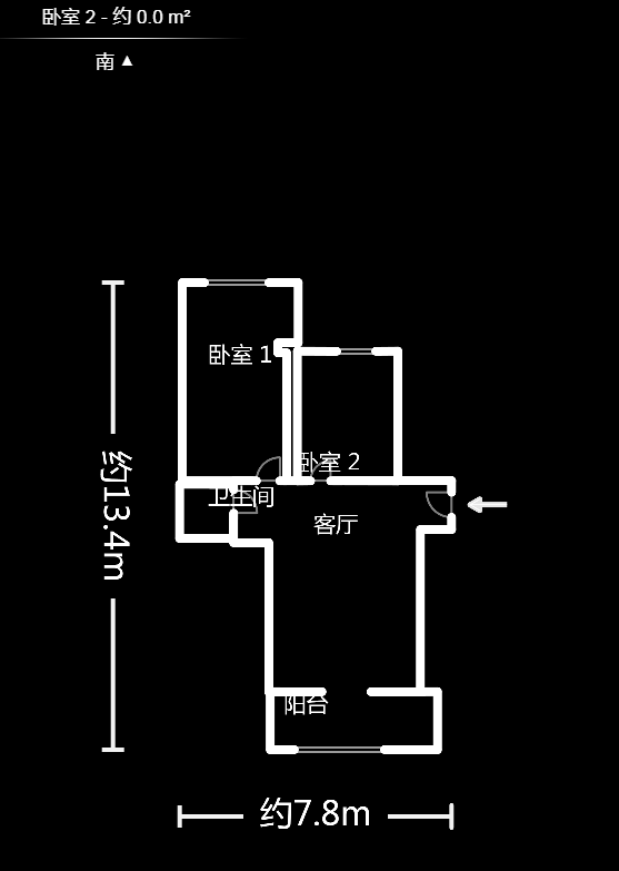 凯乐国际城  2室1厅2卫   2400.00元/月户型图