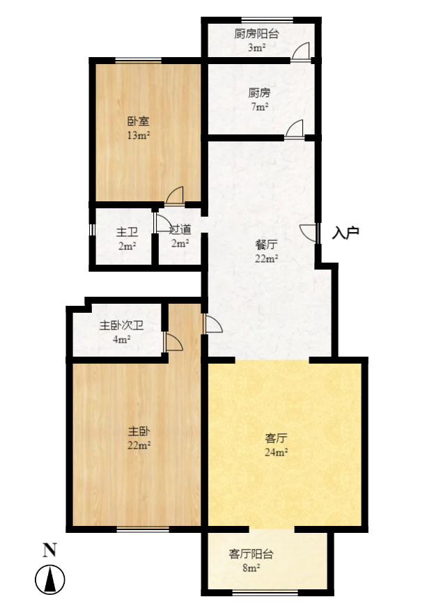 晶华美地 2室2厅1卫 1700.0元/月 晶华美地 2室2厅1卫 1700.0元/月户型图