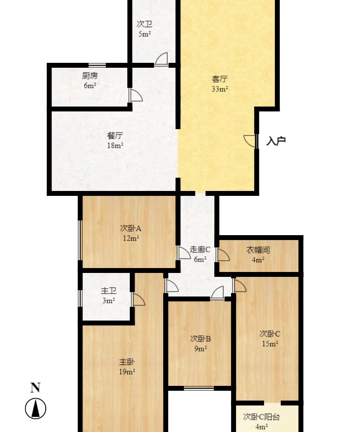 湘诚嘉园 3室2厅2卫 3500.0元/月 湘诚嘉园 3室2厅2卫 3500.0元/月户型图