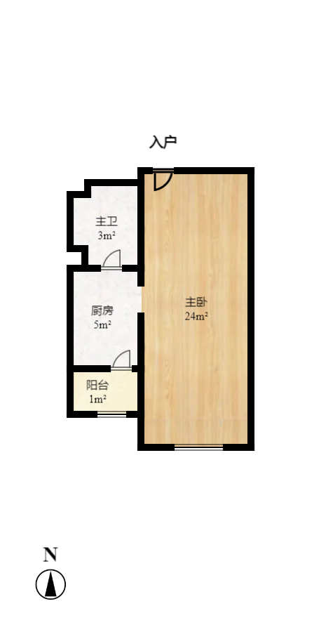 鑫远和城（一、二期）  1室1厅1卫    1500.0元/月户型图