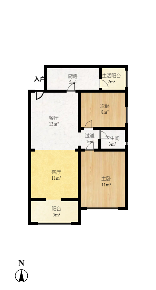 富基世纪公园  2室2厅1卫   55.00万室内图1