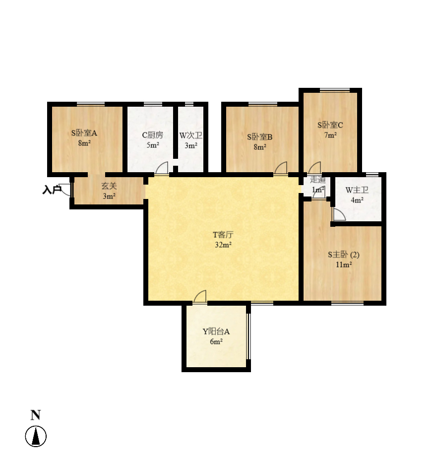 蓝光幸福满庭 4室2厅2卫 2800.0元/月 蓝光幸福满庭 4室2厅2卫 2800.0元/月户型图