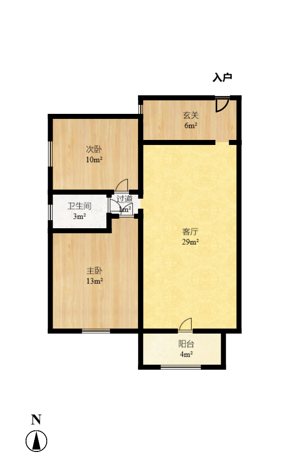 山与墅  3室2厅1卫   1800.00元/月户型图