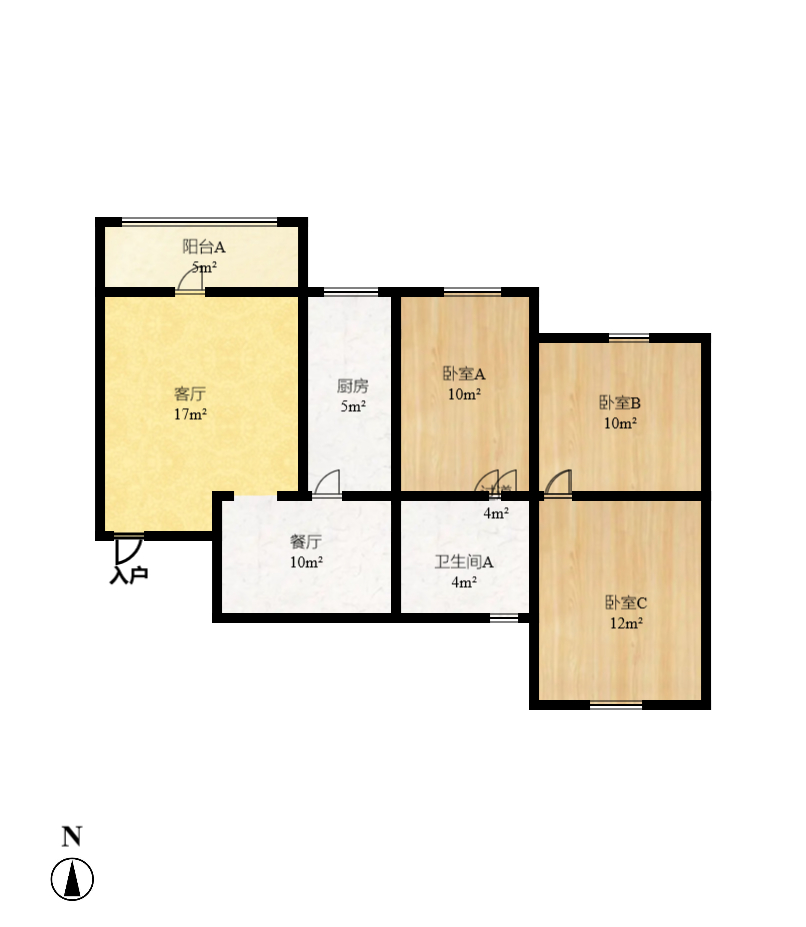 星城映象 3室2厅1卫 2200.0元/月 星城映象 3室2厅1卫 2200.0元/月户型图