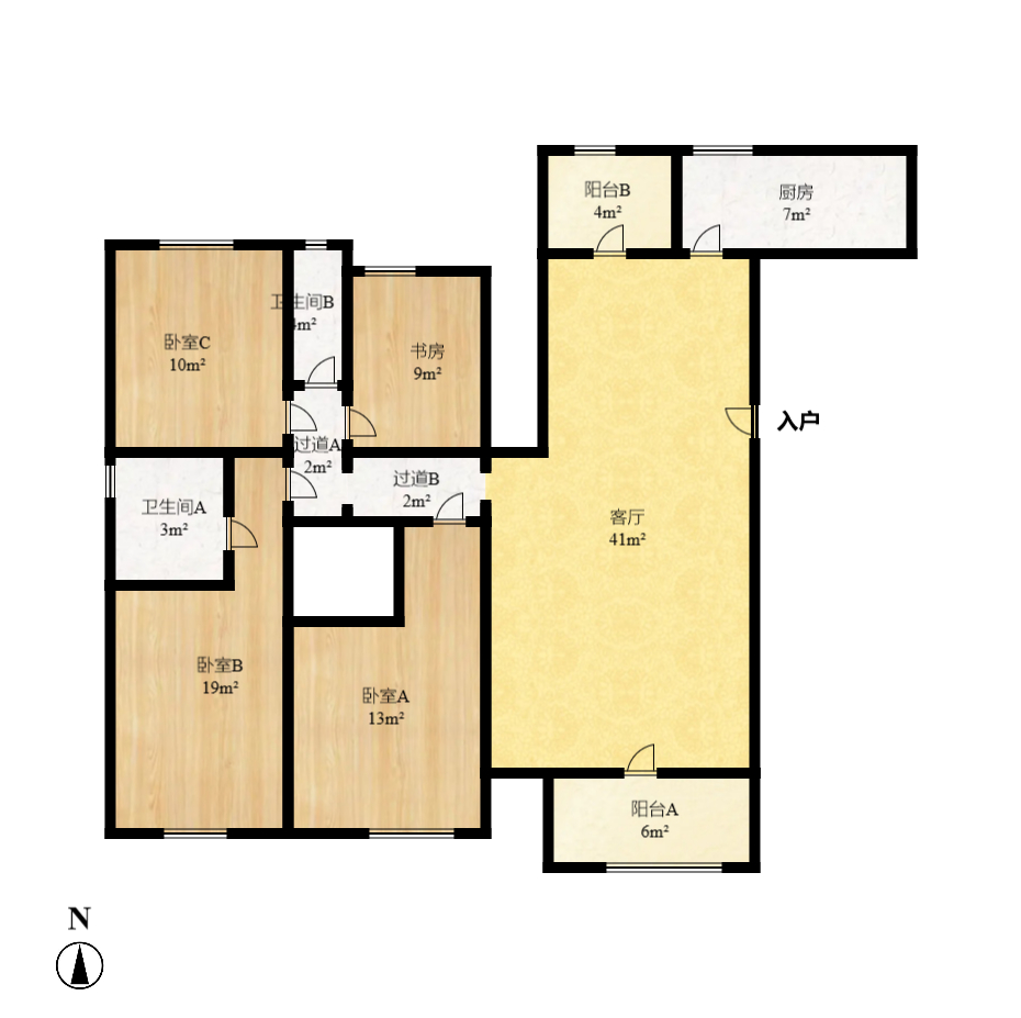 茂华禧都会 4室2厅1卫 4500.0元/月 茂华禧都会 4室2厅1卫 4500.0元/月户型图
