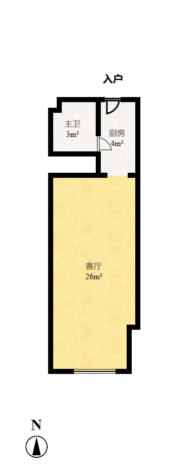 惠通才郡  1室1厅1卫    1700.0元/月户型图