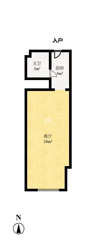 惠通才郡  1室1厅1卫    1900.0元/月户型图