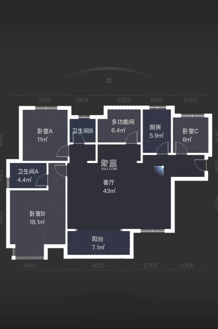 山水洲城华晨第一城  4室2厅2卫   80.00万