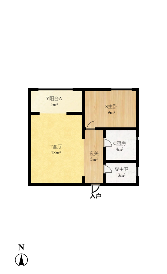 潇湘名城(新里程潇湘名城)  1室1厅1卫   1500.00元/月户型图