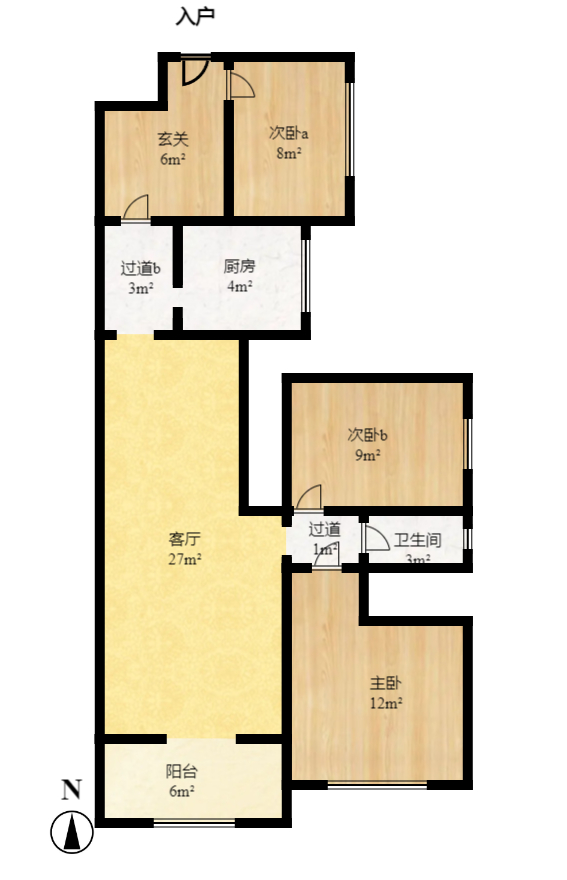 普瑞斯堡  2室1厅1卫   57.80万室内图1