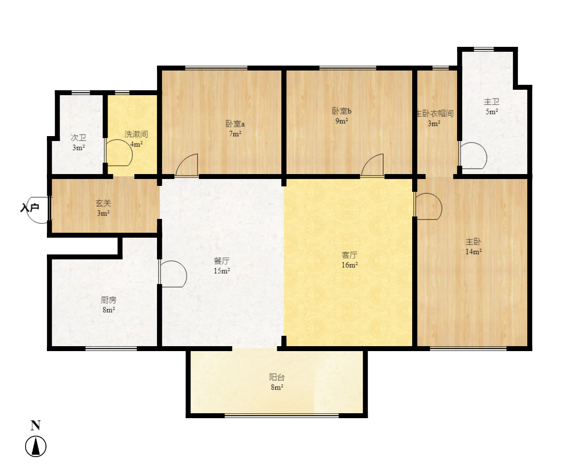 万科里梅溪郡  3室2厅2卫   3300.00元/月户型图