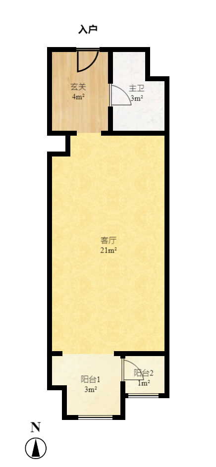 博雅例外  2室2厅2卫    1200.0元/月户型图