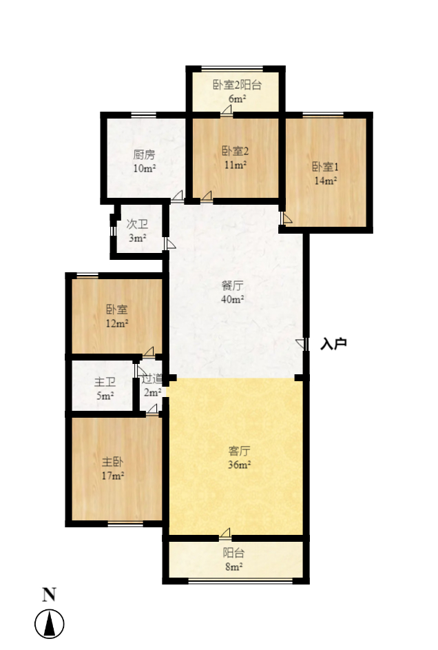 幸福人家  4室2厅2卫   148.00万室内图1