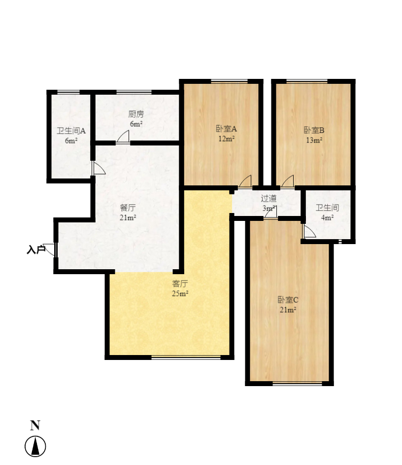 升远君尚嘉筑 4室2厅2卫 2700.0元/月 升远君尚嘉筑 4室2厅2卫 2700.0元/月户型图