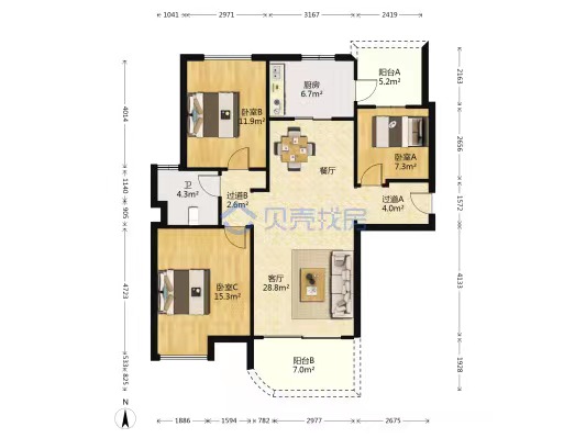 碧桂园 3室2厅2卫 55.00万 碧桂园 3室2厅2卫 55.00万室内图