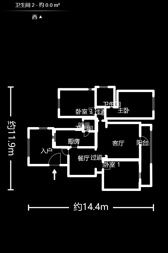 湘江世纪城赏江苑 3室2厅2卫 2700.0元/月 湘江世纪城赏江苑 3室2厅2卫 2700.0元/月户型图