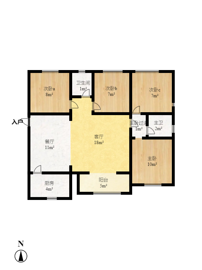 山与墅  3室2厅2卫   2200.00元/月户型图