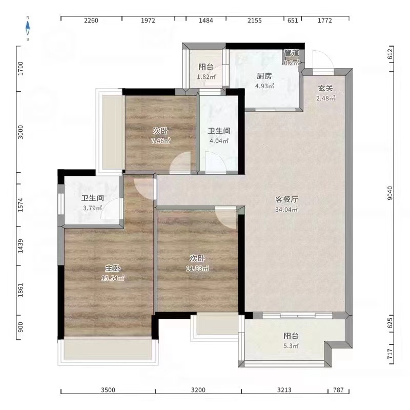 凯风珑城  3室2厅1卫   52.80万