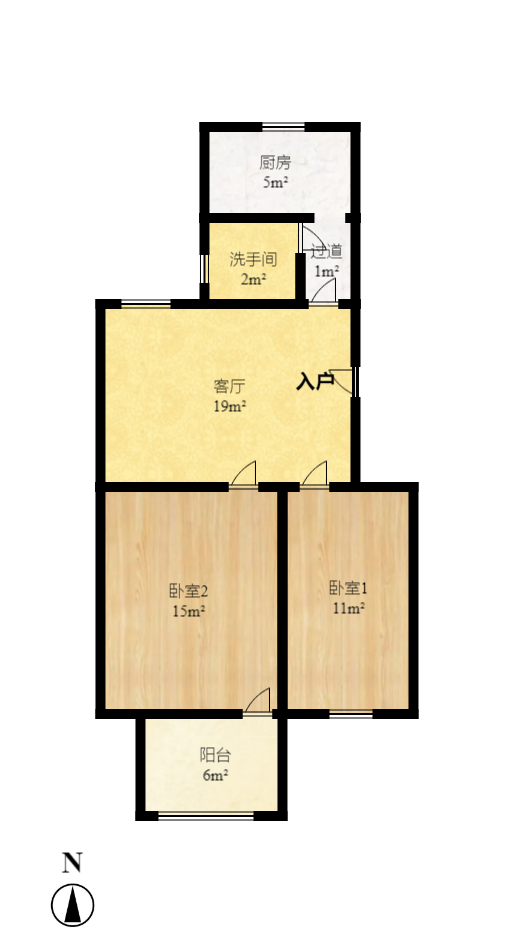 白沙啤酒公寓  2室2厅1卫   44.80万室内图1