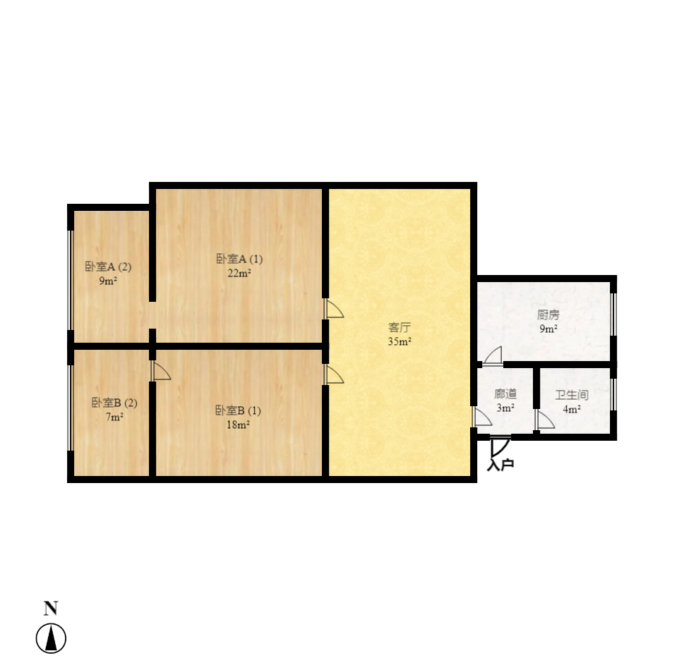 天剑社区（湖南省水利水电一公司宿舍）  2室2厅1卫    65.0万室内图1