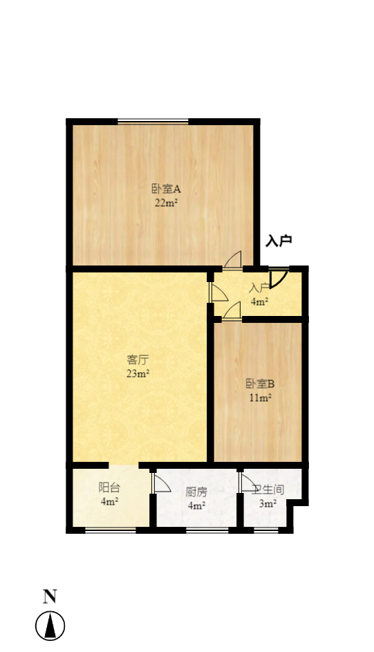 湖南省第六工程公司宿舍（扫把塘）  2室1厅1卫   1500.00元/月户型图