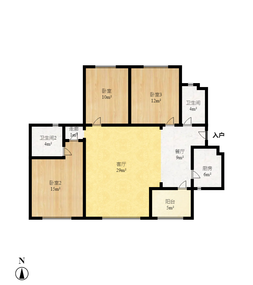 康桥长郡  3室2厅2卫    2100.0元/月 康桥长郡  3室2厅2卫    2100.0元/月户型图