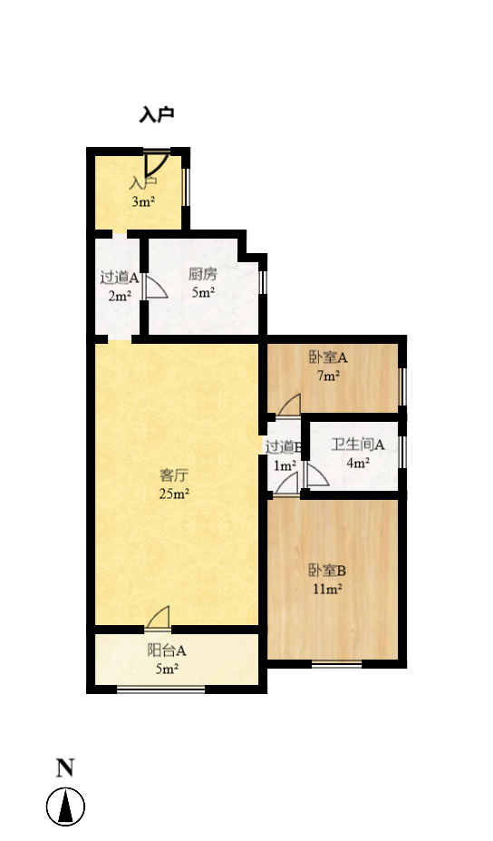 星城映象  2室2厅1卫   76.00万室内图1