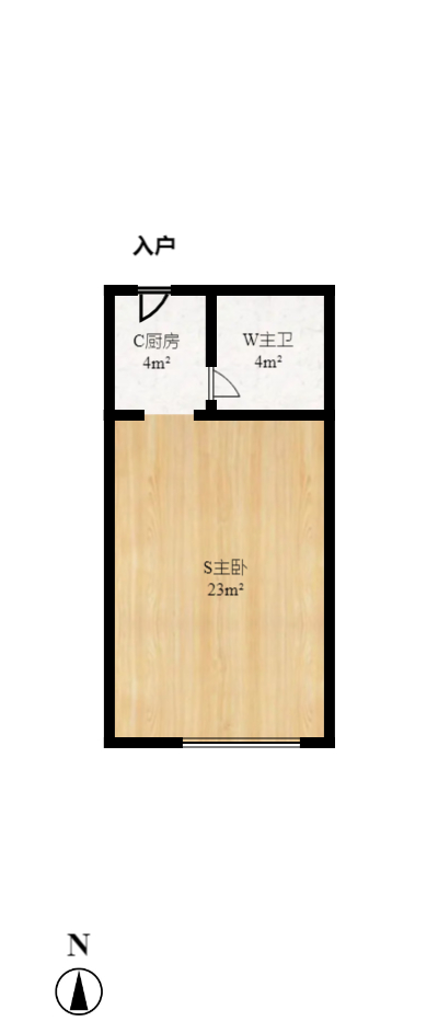 乐尚城  1室1厅1卫   1650.00元/月户型图