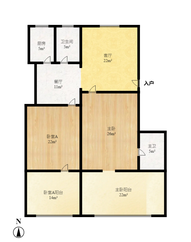 望兴家园  3室2厅2卫    2400.0元/月户型图