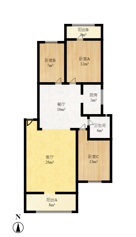四方小区 2室2厅1卫 1700.0元/月 四方小区 2室2厅1卫 1700.0元/月户型图