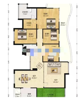 丽景滨江 4室2厅2卫 73.8万 丽景滨江 4室2厅2卫 73.8万室内图